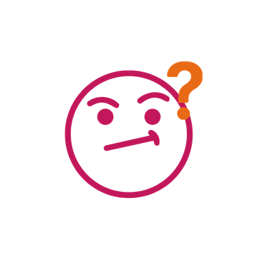 Icon skeptischer Smiley als Symbol für KI Überforderun.